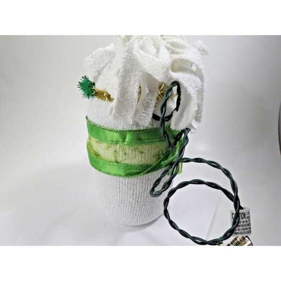 Handmade Sock over Jar Lighted Snowman - Picture 3 of 5